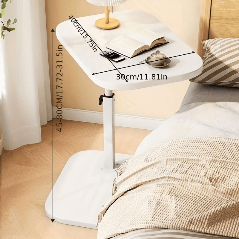 Versatile Side Table with Adjustable Height - Made with Durable Engineered Fiberboard, Non-Wood Materials for Portability and Space-Saving Design in Living Rooms, Bedrooms, and Offices - No Electricity Required