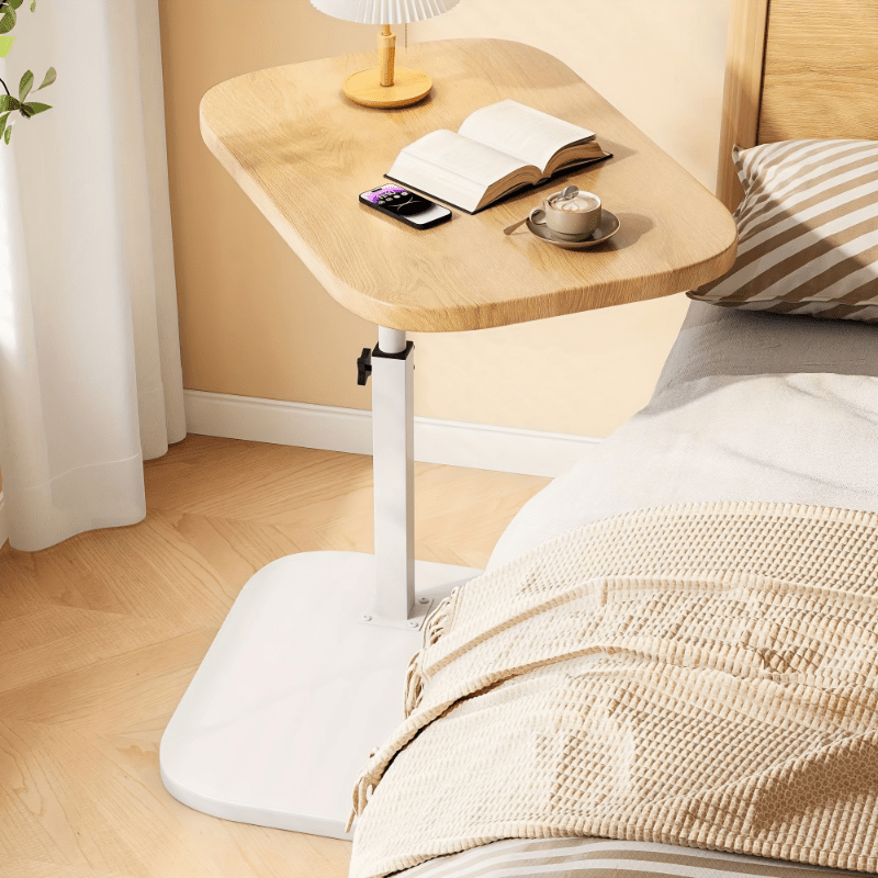 Versatile Side Table with Adjustable Height - Made with Durable Engineered Fiberboard, Non-Wood Materials for Portability and Space-Saving Design in Living Rooms, Bedrooms, and Offices - No Electricity Required