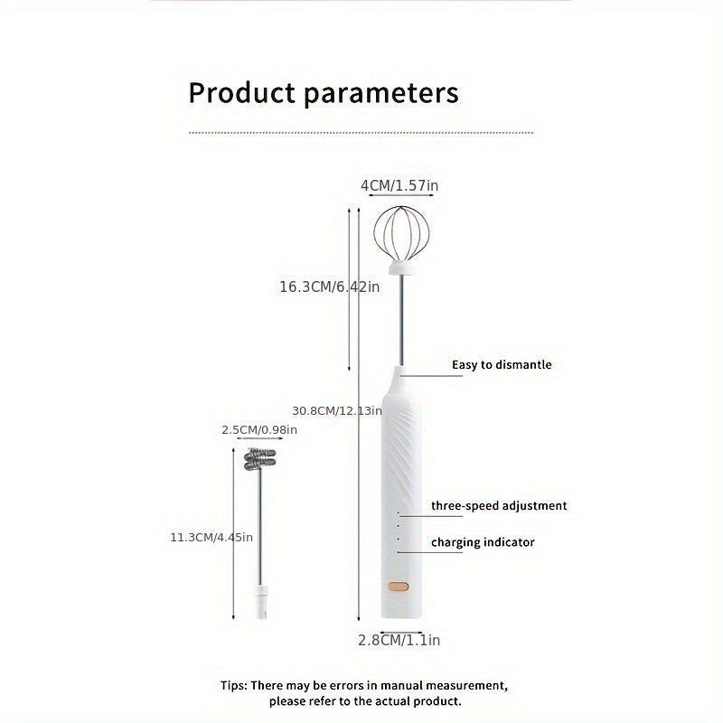 USB Rechargeable Portable High-Speed Electric Milk Frother - Handheld Mixer for Coffee & Beverages, Made with ABS Material