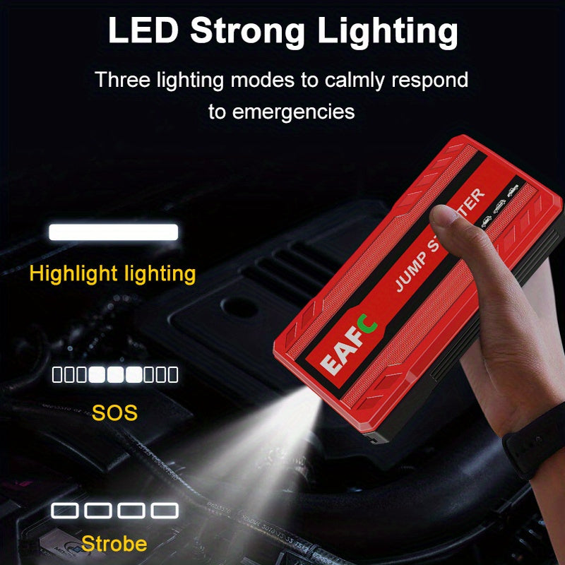 2023 RV Battery Portable Car Starter with LED Light for 12V Gasoline Cars up to 3.0L, USB Rechargeable Power Bank.