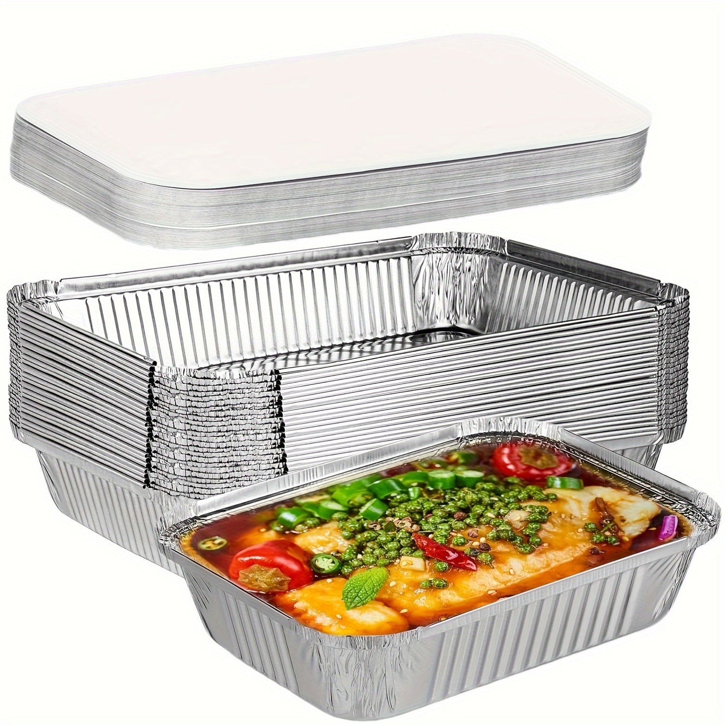 Aluminum Foil Trays with Lids perfect for Baking, Cooking, Camping, Traveling, and BBQ - available in a range of sizes, sturdy and reliable