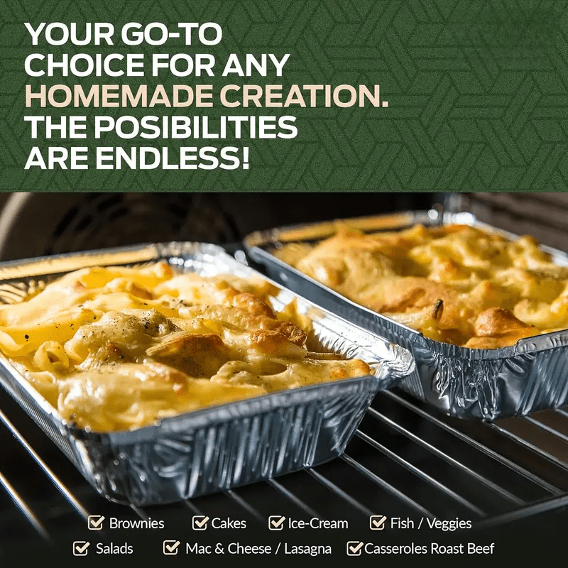 Aluminum Foil Trays with Lids perfect for Baking, Cooking, Camping, Traveling, and BBQ - available in a range of sizes, sturdy and reliable