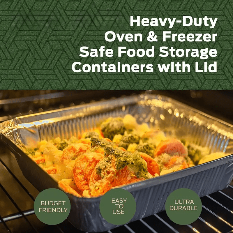 Aluminum Foil Trays with Lids perfect for Baking, Cooking, Camping, Traveling, and BBQ - available in a range of sizes, sturdy and reliable