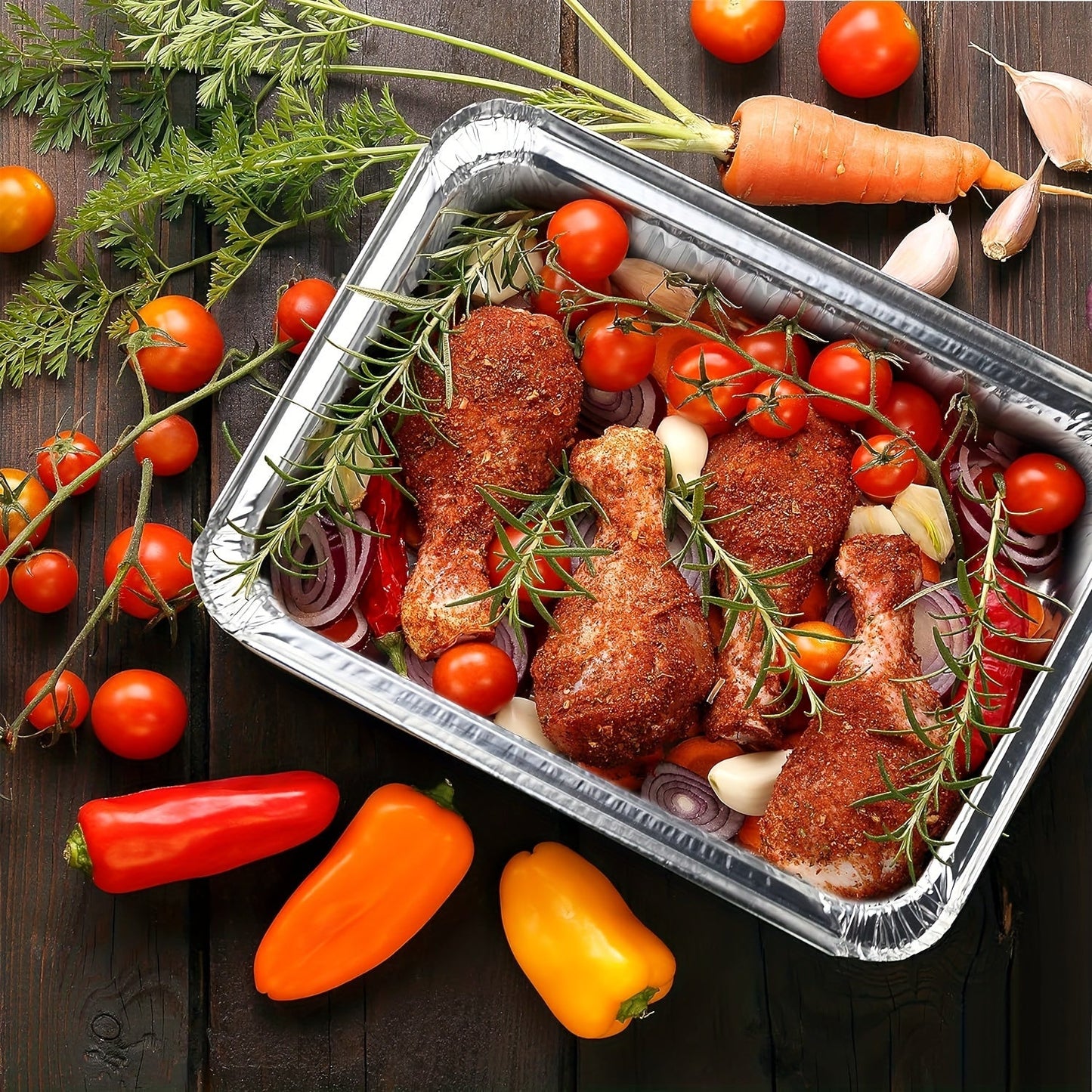 Aluminum Foil Trays with Lids perfect for Baking, Cooking, Camping, Traveling, and BBQ - available in a range of sizes, sturdy and reliable