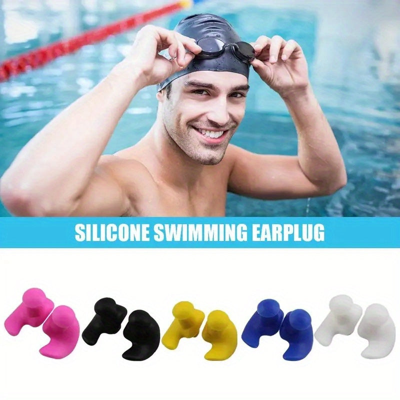 Soft and durable silicone earplugs for swimming and sound blocking.