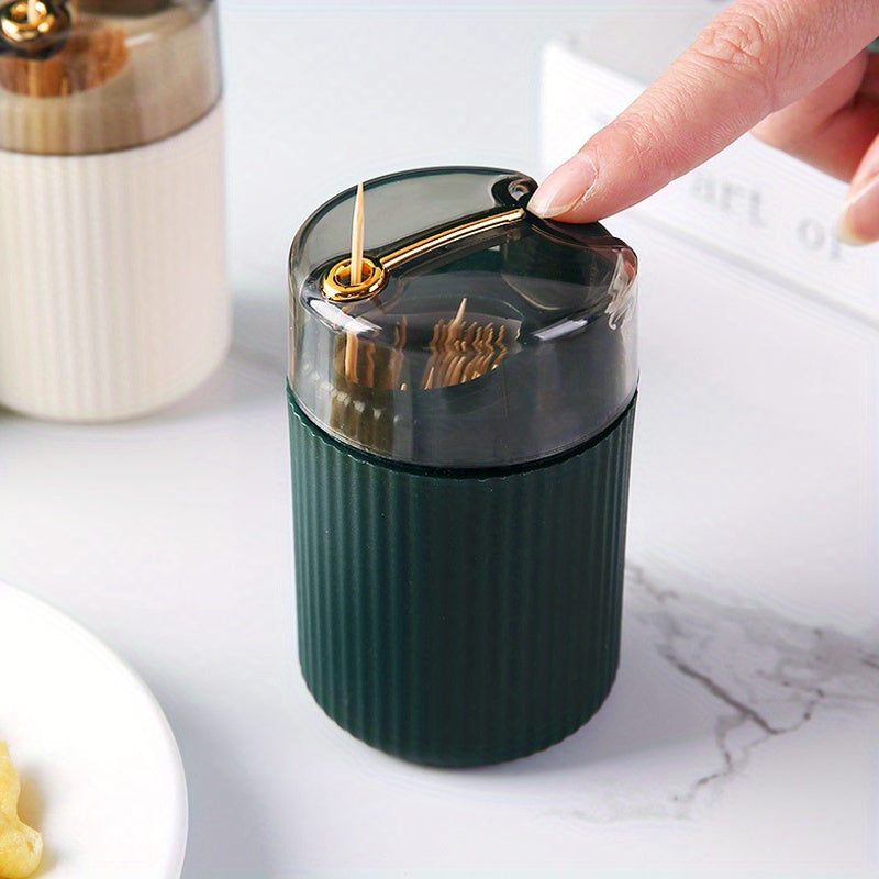 Sleek, durable plastic toothpick dispenser for kitchen and dining room decor.