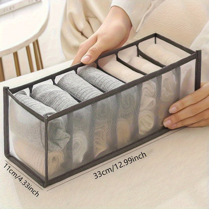 7-Grid Underwear & Socks Drawer Organizer - Compact Space-Saving Storage Solution for Home, Bedroom, Dorm - Versatile and Functional