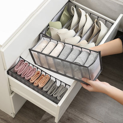 7-Grid Underwear & Socks Drawer Organizer - Compact Space-Saving Storage Solution for Home, Bedroom, Dorm - Versatile and Functional