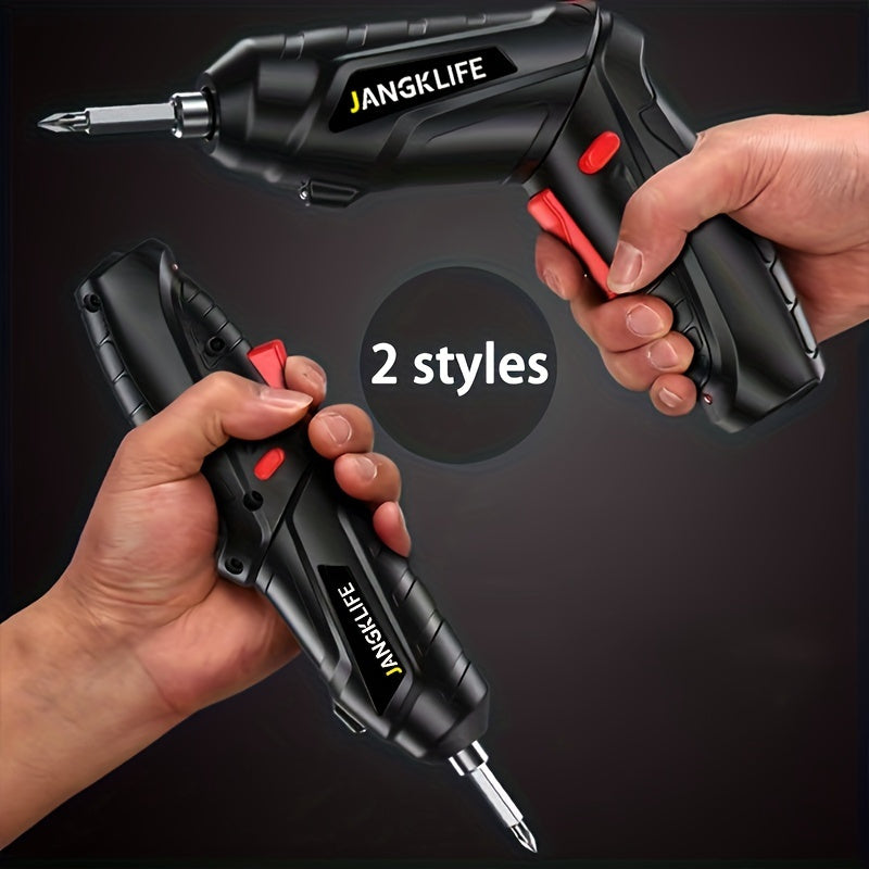 JangkLife 47pcs/15pcs Handheld Electric Screwdriver Set with Rotatable Bits, USB Powered, Plastic Material, ≤36V, Battery-Free.