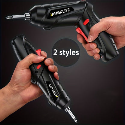 JangkLife 47pcs/15pcs Handheld Electric Screwdriver Set with Rotatable Bits, USB Powered, Plastic Material, ≤36V, Battery-Free.