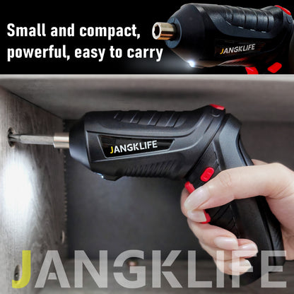 JangkLife 47pcs/15pcs Handheld Electric Screwdriver Set with Rotatable Bits, USB Powered, Plastic Material, ≤36V, Battery-Free.