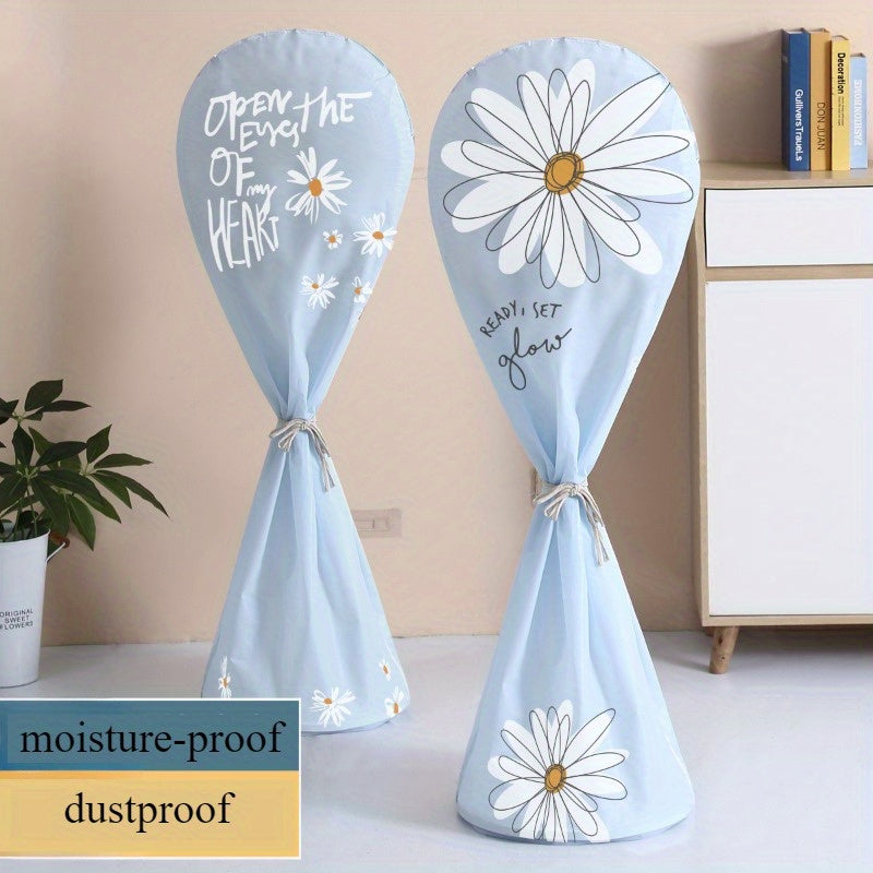 Protect your floor standing fan with this minimalist style dust cover. Made from plastic, it features a universal fit and daisy design. Keep your fan moisture-proof and dustproof, extending its lifespan and making it suitable for winter storage.