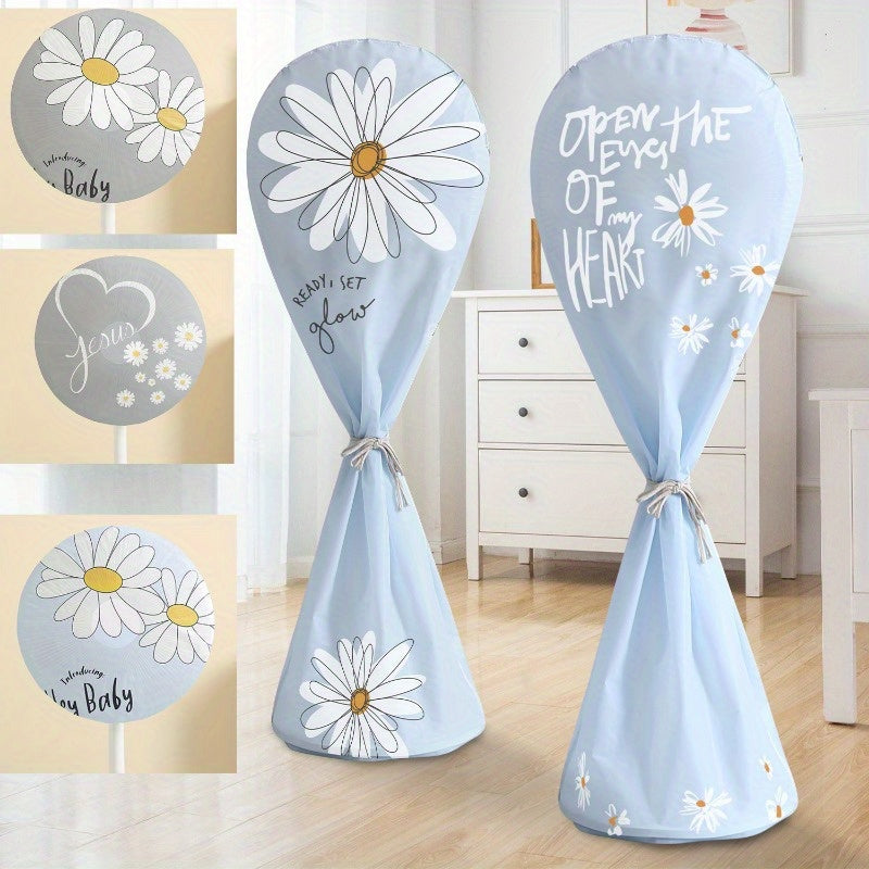 Protect your floor standing fan with this minimalist style dust cover. Made from plastic, it features a universal fit and daisy design. Keep your fan moisture-proof and dustproof, extending its lifespan and making it suitable for winter storage.