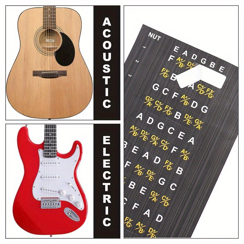 Guitar Fingerboard Note Map Sticker - Easy-to-Apply, Removable Vinyl Decal for Acoustic & Electric Guitars, 19.79x8.59 cm