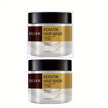 2-Pack of Keratin Hair Mask with Collagen - 100g Each, Coconut Treatment for Nourished, Frizz-Free Hair