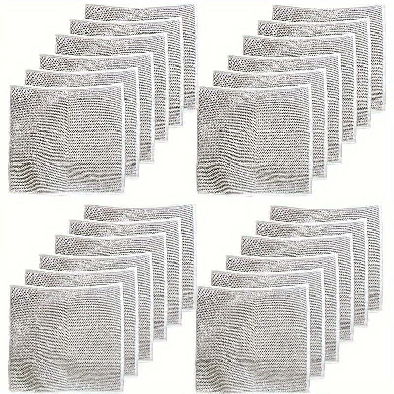 Get your hands on a 24-pack of Non-Scratch Wire Dishcloths that are perfect for all your dishwashing needs. These multipurpose wire dish rags are suitable for wet and dry cleaning, making rinsing quick and easy. They are reusable and ideal for cleaning