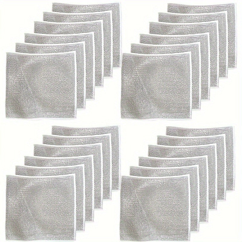 Get your hands on a 24-pack of Non-Scratch Wire Dishcloths that are perfect for all your dishwashing needs. These multipurpose wire dish rags are suitable for wet and dry cleaning, making rinsing quick and easy. They are reusable and ideal for cleaning