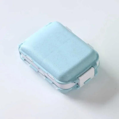 Fashionable sealed small medicine box with three layers, foldable design featuring three sections and 8 compartments, compact mini storage box.