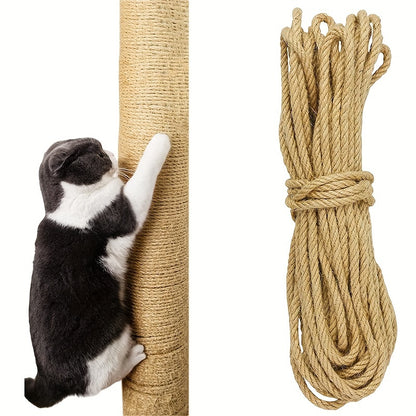 10m Natural Jute Rope for Outdoor Camping, Cat Scratcher Toy for Tree Scratching and Furniture Protection, Cat Accessories