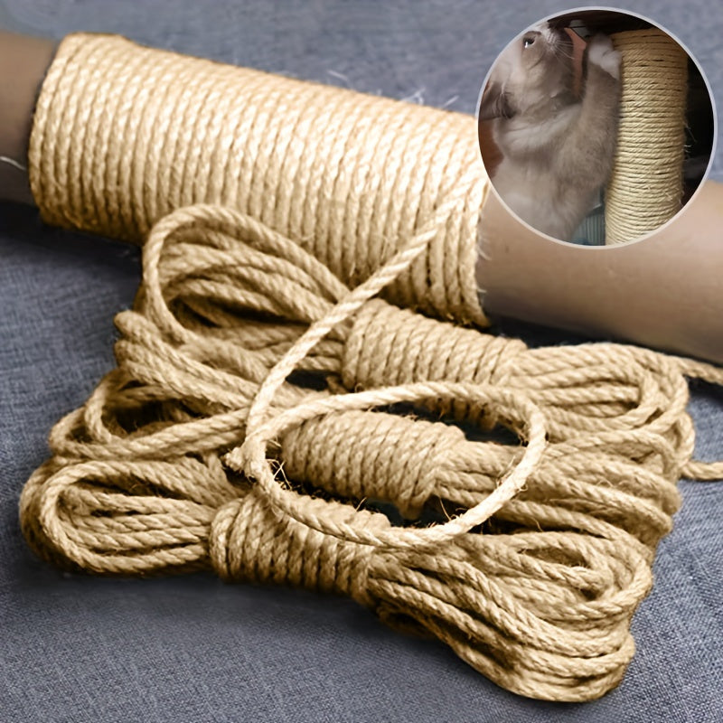 10m Natural Jute Rope for Outdoor Camping, Cat Scratcher Toy for Tree Scratching and Furniture Protection, Cat Accessories