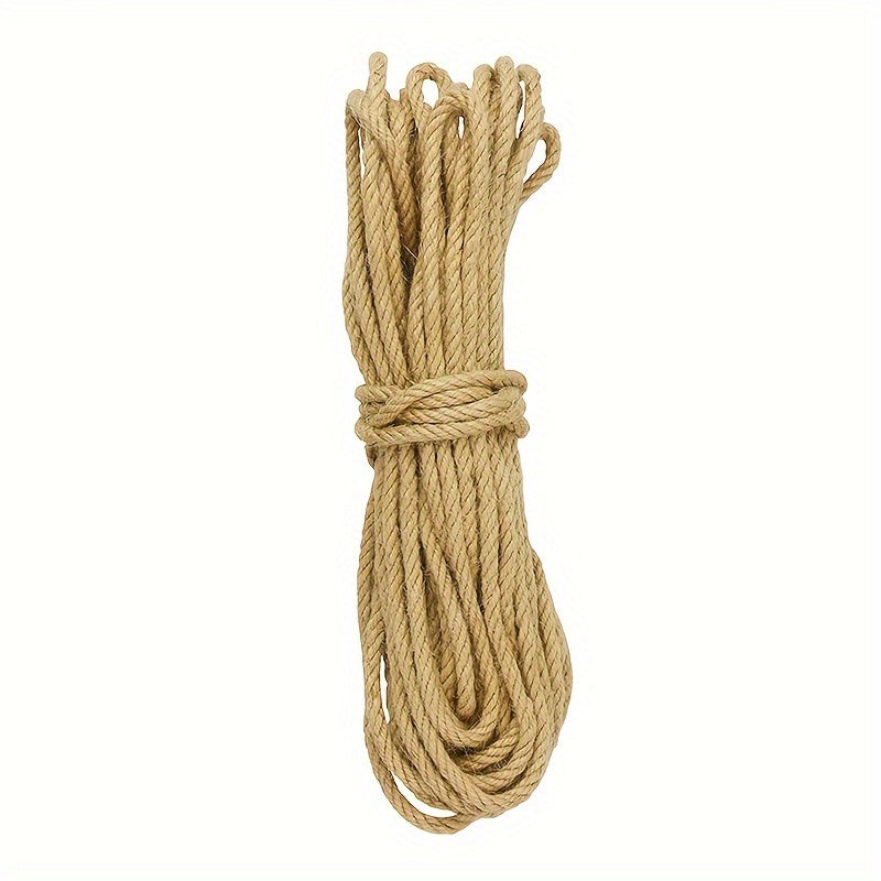 10m Natural Jute Rope for Outdoor Camping, Cat Scratcher Toy for Tree Scratching and Furniture Protection, Cat Accessories