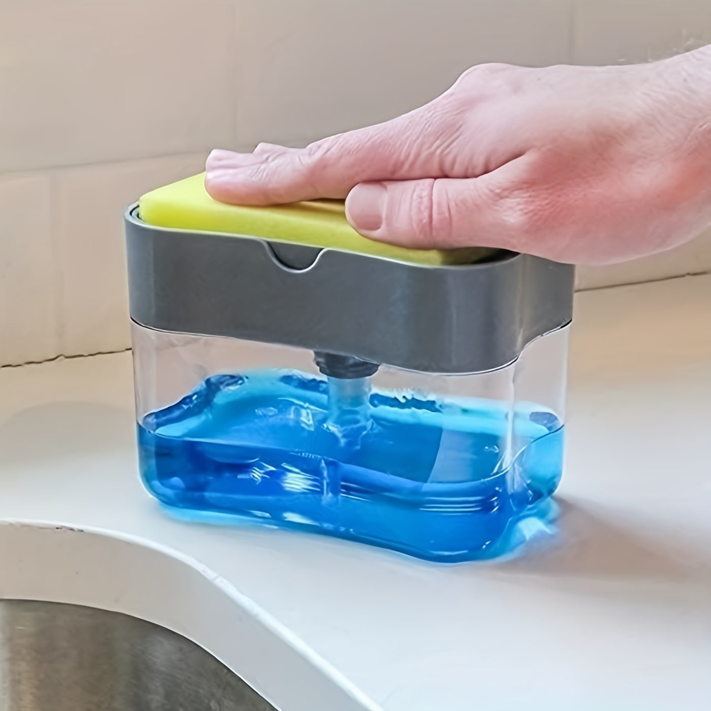 Modern 3-in-1 Kitchen Soap Dispenser Set with Sponge Caddy - Space-Saving Solution for Efficient Dishwashing in RVs and Accessories