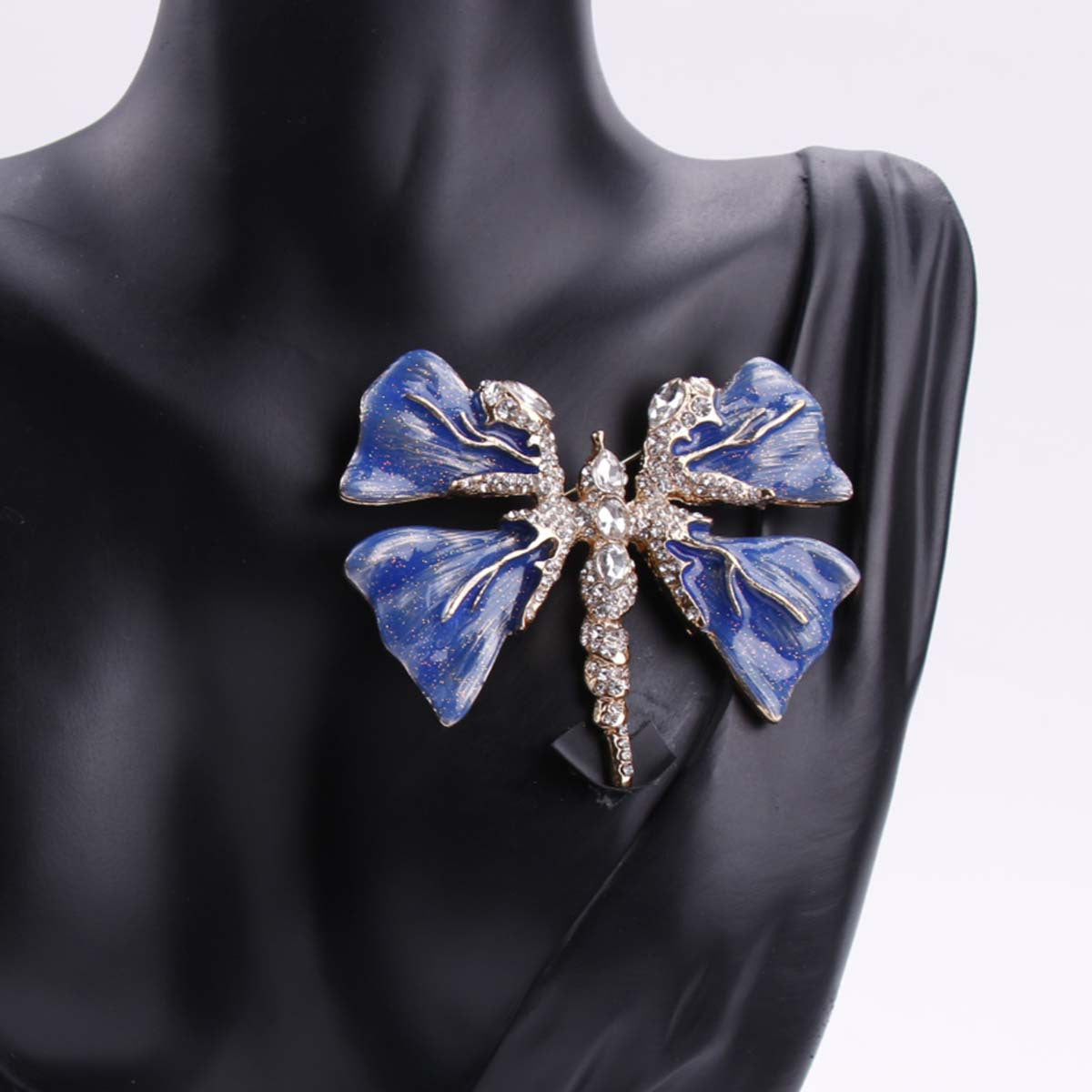 Vintage Dragonfly Shaped Brooch - Exaggerated Insect Dazzling Badge for Clothing Accessories