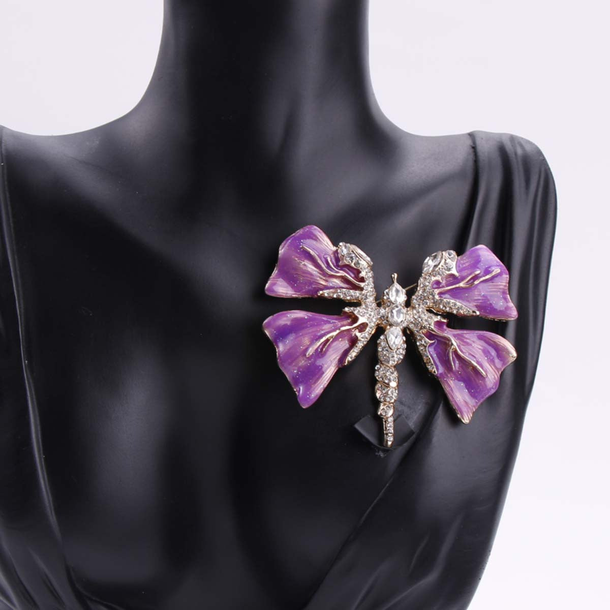 Vintage Dragonfly Shaped Brooch - Exaggerated Insect Dazzling Badge for Clothing Accessories