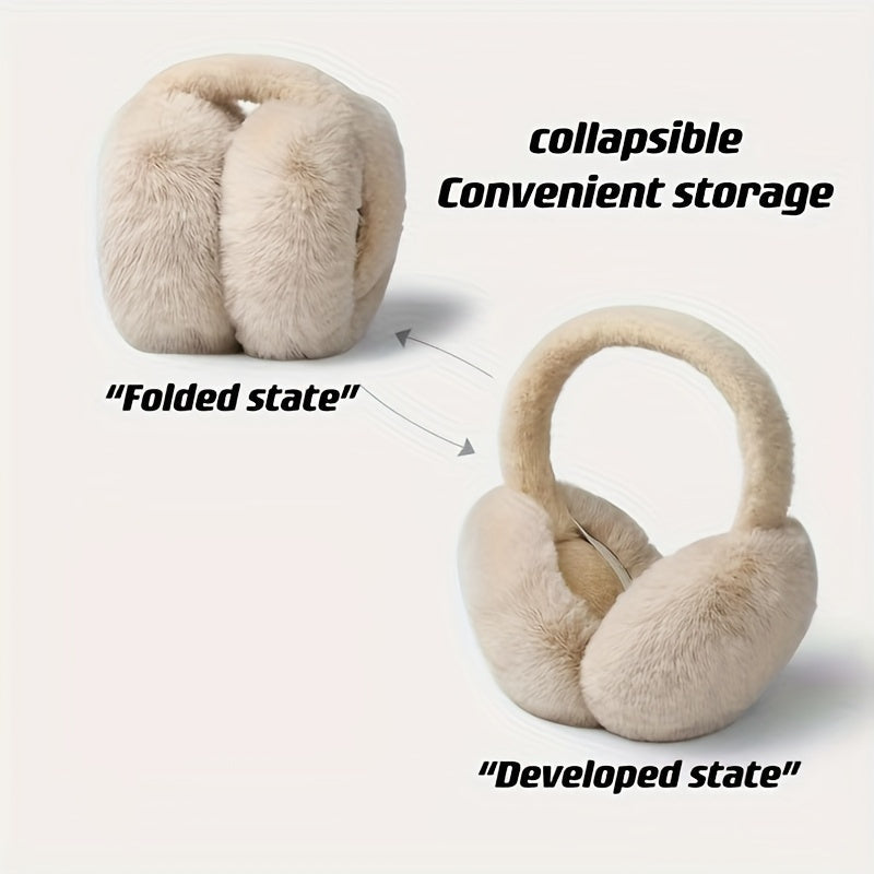 Winter earmuffs for women made of cozy fleece - can be adjusted and folded, providing a windproof, stretchy fit for casual wear and outdoor activities.