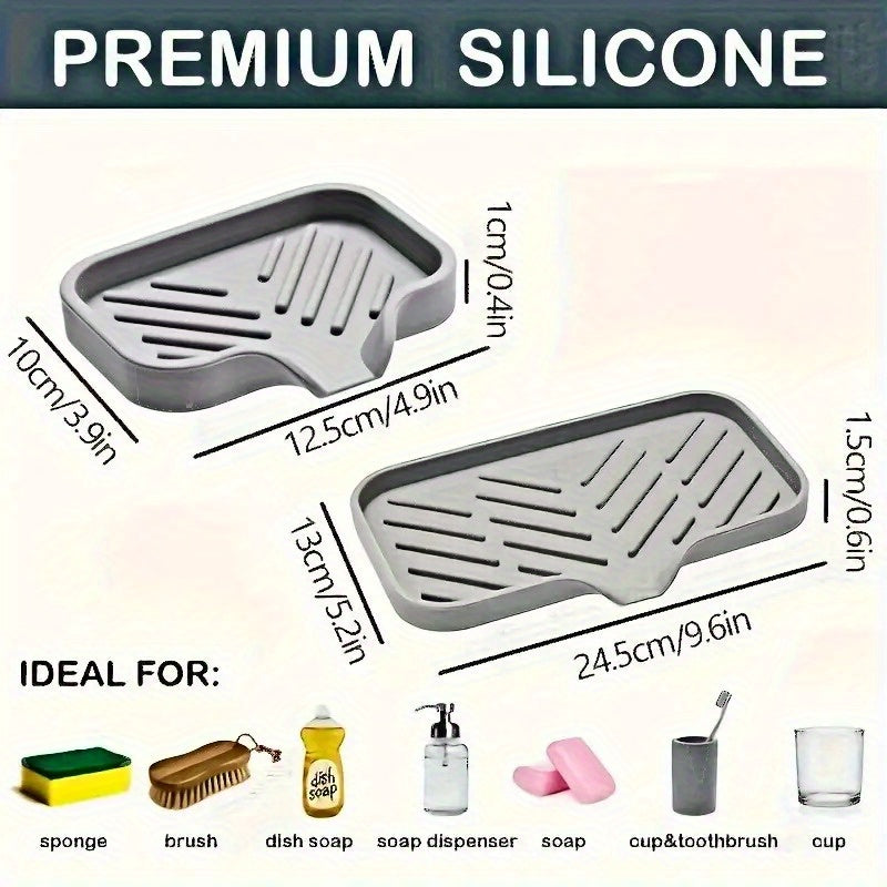 Durable Silicone Soap Dish Tray - Self-Draining and Space-Saving - Easy to Clean - Multi-Use for Bathroom, Kitchen, Outdoor - Perfect for Soap, Sponges, and Accessories