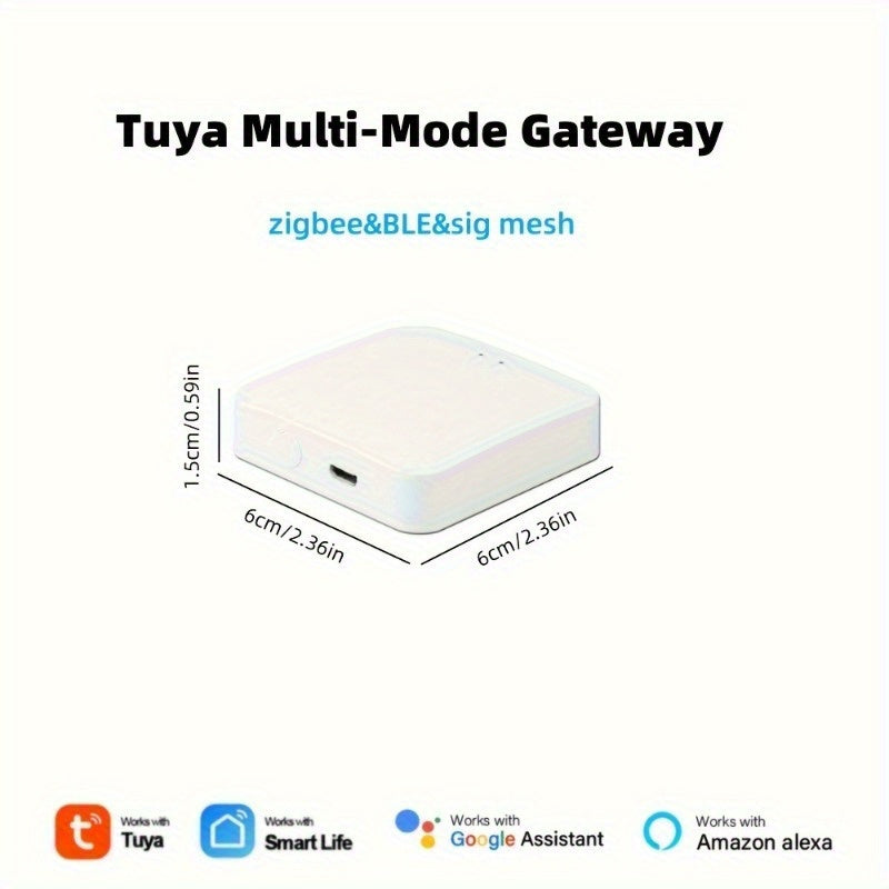 Tuya 3.0 Gateway Hub with Zigbee & BLE Mesh, USB powered, 36V voltage, wireless connectivity, works with Alexa & Google Assistant.