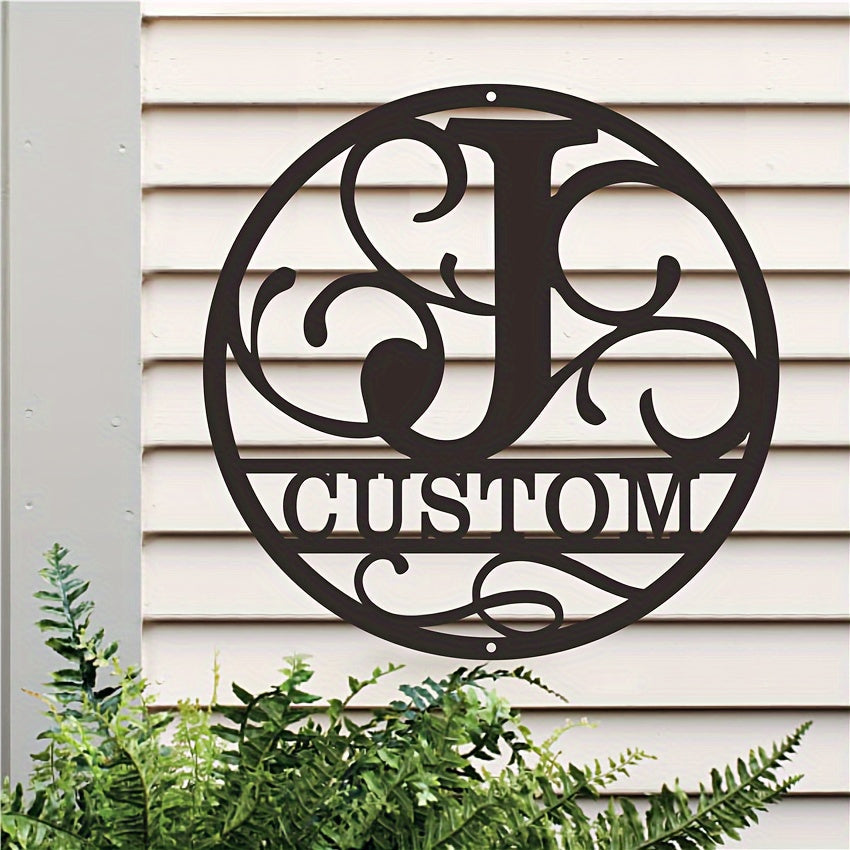 Custom Metal Wall Art with Personalized Name - Round Monogram Sign for Farmhouse Decor in Living Room or Office. Create Your Own Customized Metal Plaque.