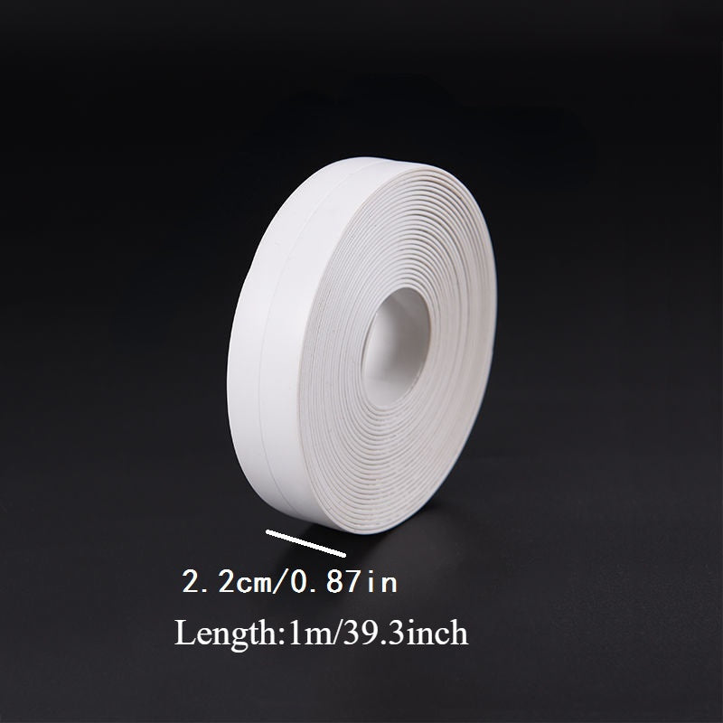 Premium self-adhesive caulk tape for waterproof sealing in bathrooms and toilets, with edge protection. Easy to apply, moisture-resistant, and has long-lasting adhesive.