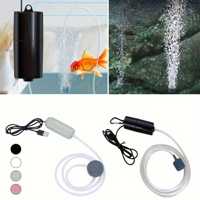 Mini USB Aquarium Air Pump with Hose, Stone, and Cable - Ideal for Fish Tanks and Outdoor Fishing