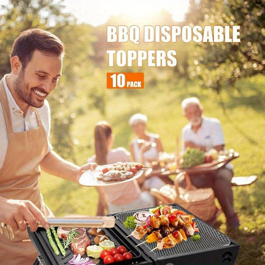 20 pieces of non-stick BBQ grill mesh mats and disposable grill pans for BBQ.