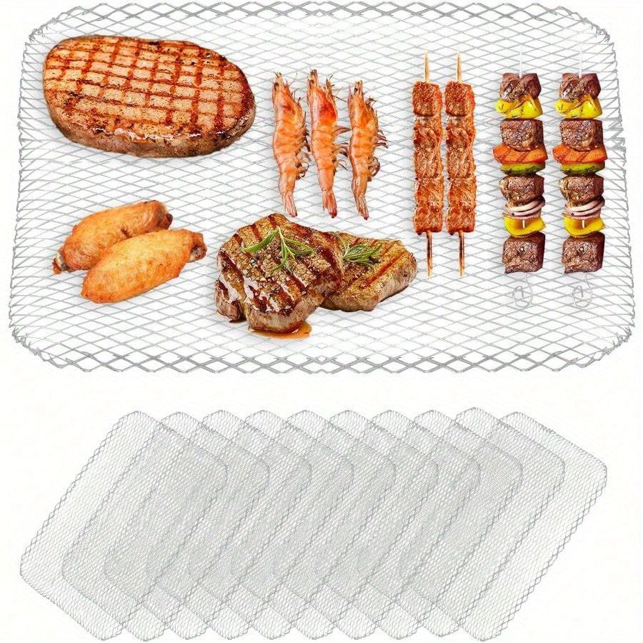 20 pieces of non-stick BBQ grill mesh mats and disposable grill pans for BBQ.