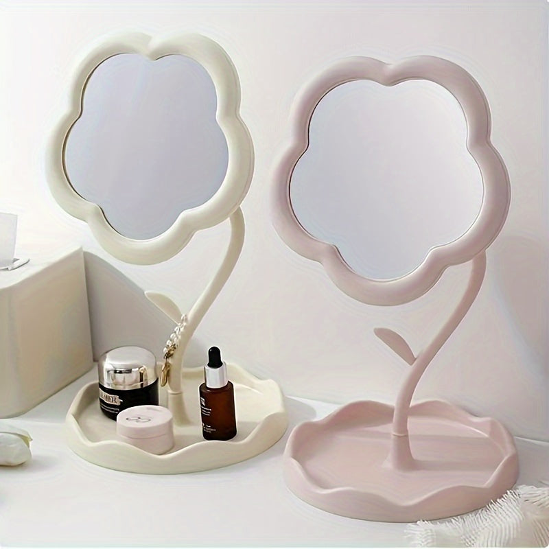 Stylish Vanity Mirror with High Definition Glass & Height-Adjustable Stand - Ideal for Makeup Vanity, Jewelry Organizer, Odorless, Durable Plastic Frame