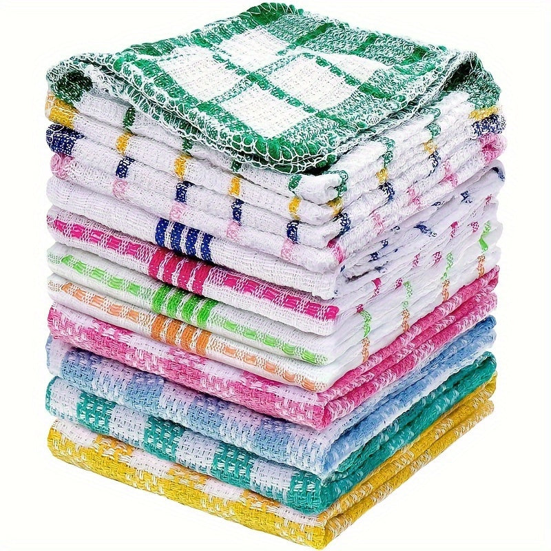 Set of 12 Ultra-Absorbent Microfiber Dish Cloths - Fast Drying, Waffle Weave Kitchen Towels for Cleaning at Home or on-the-Go