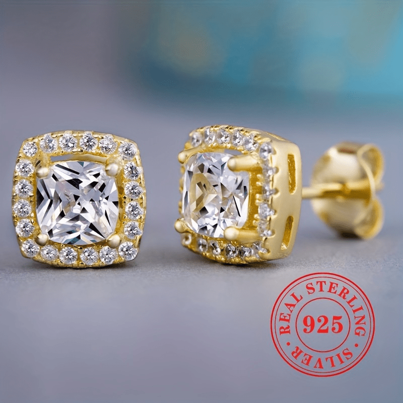 Stylish 925 Sterling Silver Stud Earrings for Women - Featuring Synthetic Cubic Zirconia, Secure 4-Prong Setting, Available in Round & Square Designs, Ideal for Everyday Use and Special Occasions, Representing April Birthstone, Versatile All-Year