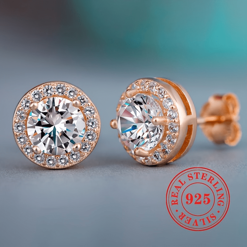 Stylish 925 Sterling Silver Stud Earrings for Women - Featuring Synthetic Cubic Zirconia, Secure 4-Prong Setting, Available in Round & Square Designs, Ideal for Everyday Use and Special Occasions, Representing April Birthstone, Versatile All-Year