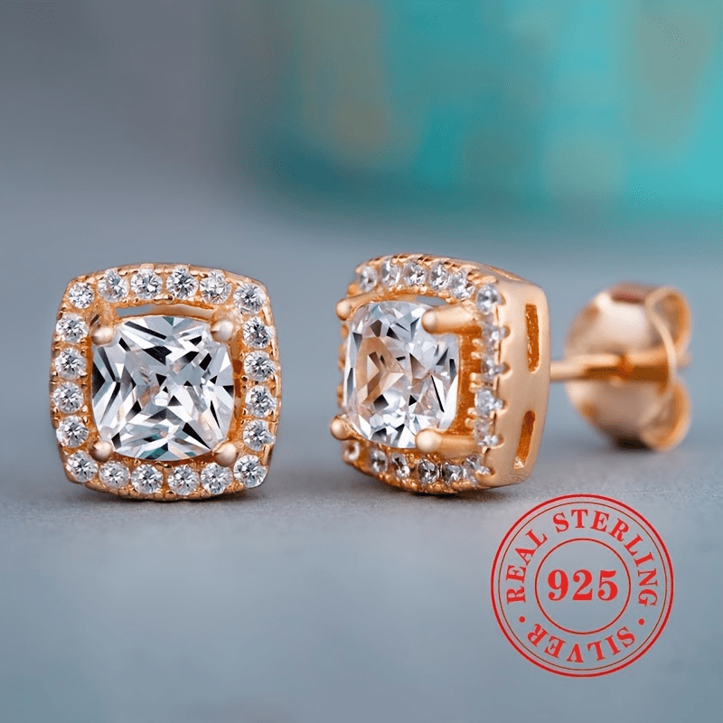 Stylish 925 Sterling Silver Stud Earrings for Women - Featuring Synthetic Cubic Zirconia, Secure 4-Prong Setting, Available in Round & Square Designs, Ideal for Everyday Use and Special Occasions, Representing April Birthstone, Versatile All-Year