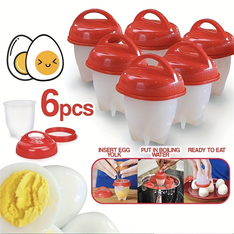 Silicone Egg Cooker Set - Includes 3 Pieces or 6 Pieces, Non-stick and High Temperature Resistant Cooking Cups, Make Perfectly Cooked Hard Boiled Eggs with Ease, Shell-free Breakfast Ready in Minutes