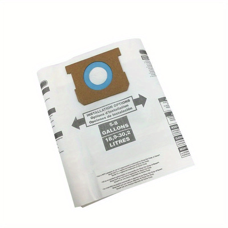 Disposable collection bags for 18.93-30.28 L Vacs, designed to fit Shop-Vac 90661, 906-61, and 9066100, come in a pack of 5.