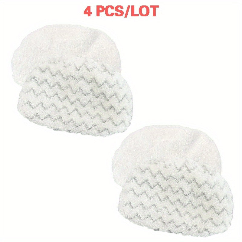 4 pieces of washable microfiber mop pads designed for Bissell Powerfresh models 1940, 1544, 1440, 1544A, 2075A, 1806, and 5938. These pads are compatible with steam vacuums and are a replacement part for Bissell vacuum cleaners.