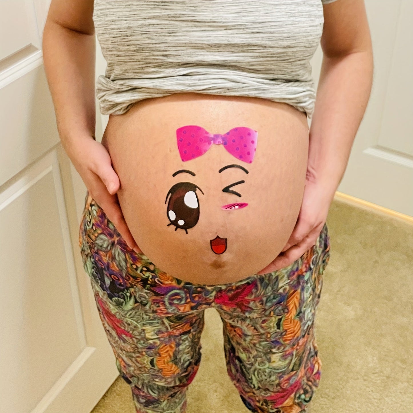 Pregnancy Belly Sticker Set with 9 Fun Expressions, Adorable Gift for Expectant Mothers