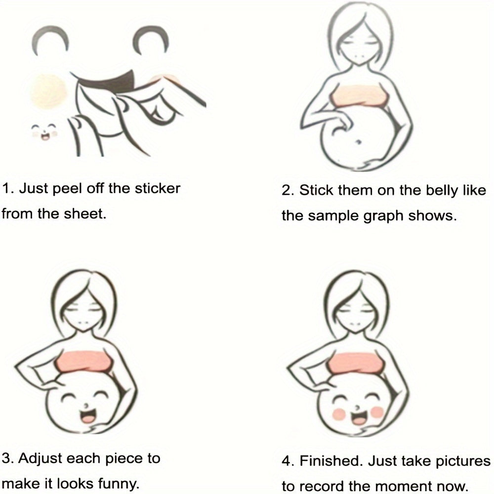 Pregnancy Belly Sticker Set with 9 Fun Expressions, Adorable Gift for Expectant Mothers