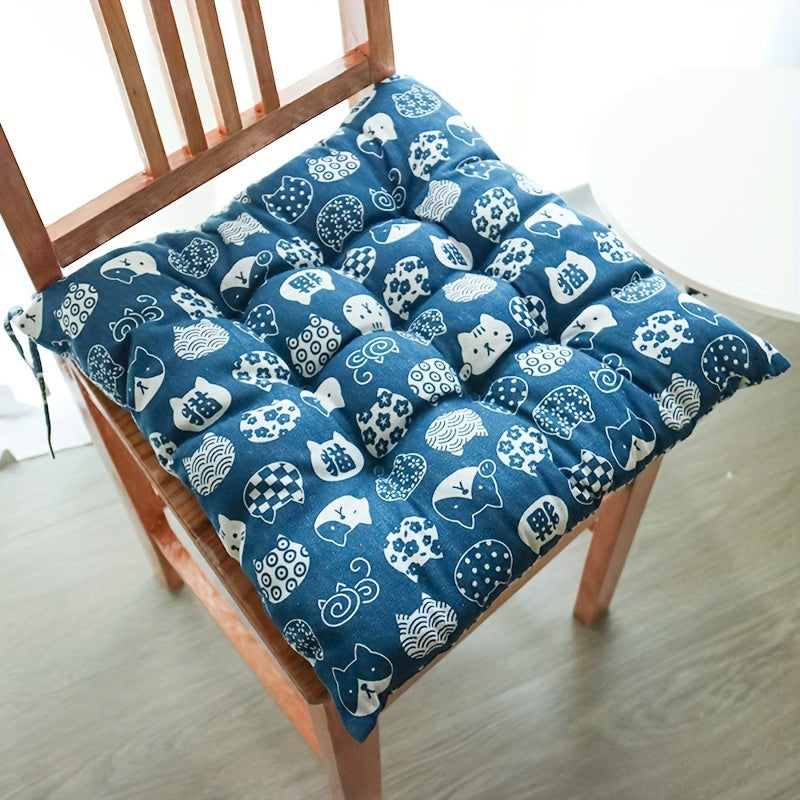 Polyester chair cushion, hand washable, suitable for office or home use, grey/blue color, 1 piece.