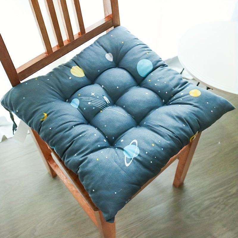 Polyester chair cushion, hand washable, suitable for office or home use, grey/blue color, 1 piece.