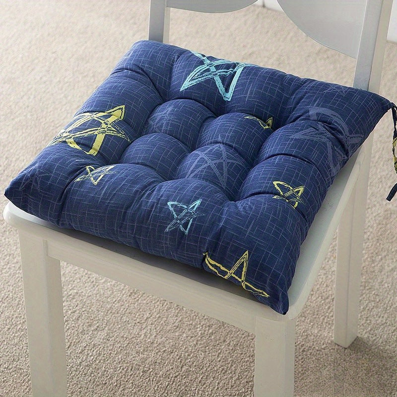 Polyester chair cushion, hand washable, suitable for office or home use, grey/blue color, 1 piece.