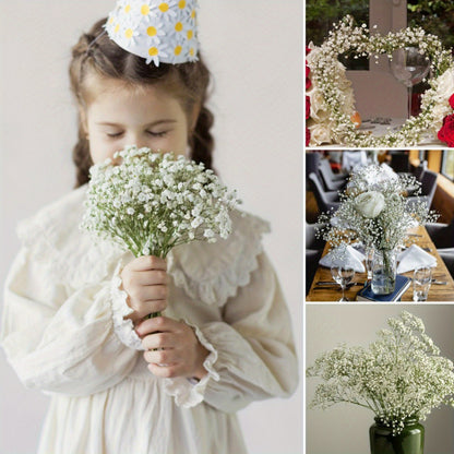 10 elegant white artificial baby's breath flowers with long UV-resistant stems for DIY floral arrangements and home decor, perfect for weddings, parties, and special occasions.